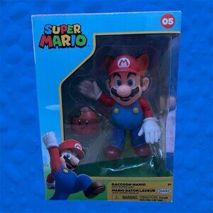 Sealed New Super Mario RACCOON MARIO Action Figure w/ Super Leaf #05 Jakks